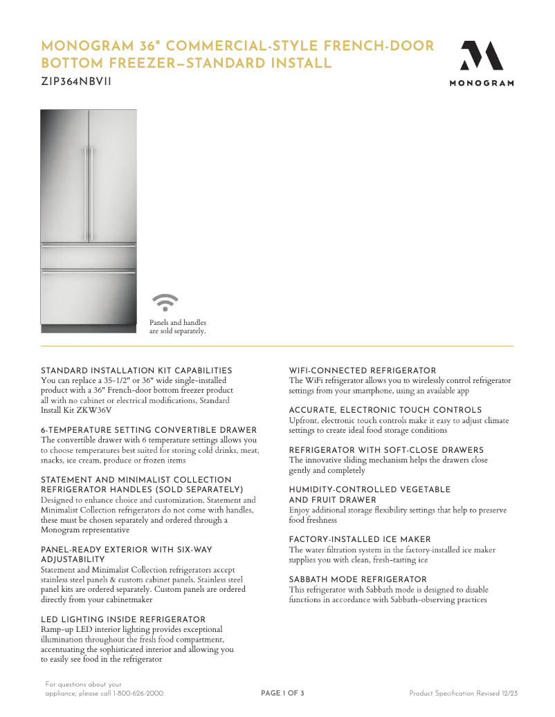 Image de la première page du manuel de l'appareil ZIP364NBVII