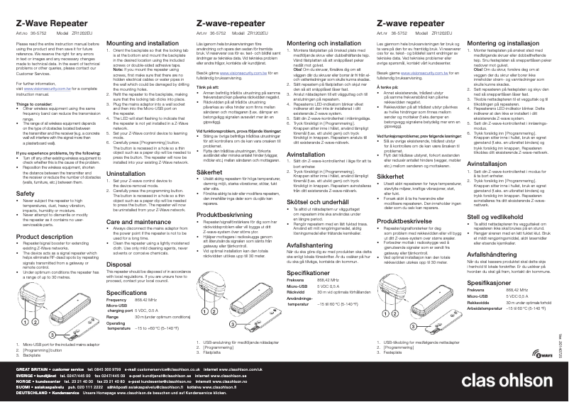 Page 1 de la notice Manuel utilisateur Vision ZR1202EU