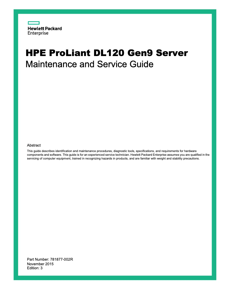 Image de la première page du manuel de l'appareil ProLiant DL120 G9