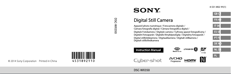 Image de la première page du manuel de l'appareil Cybershot DSC-WX350