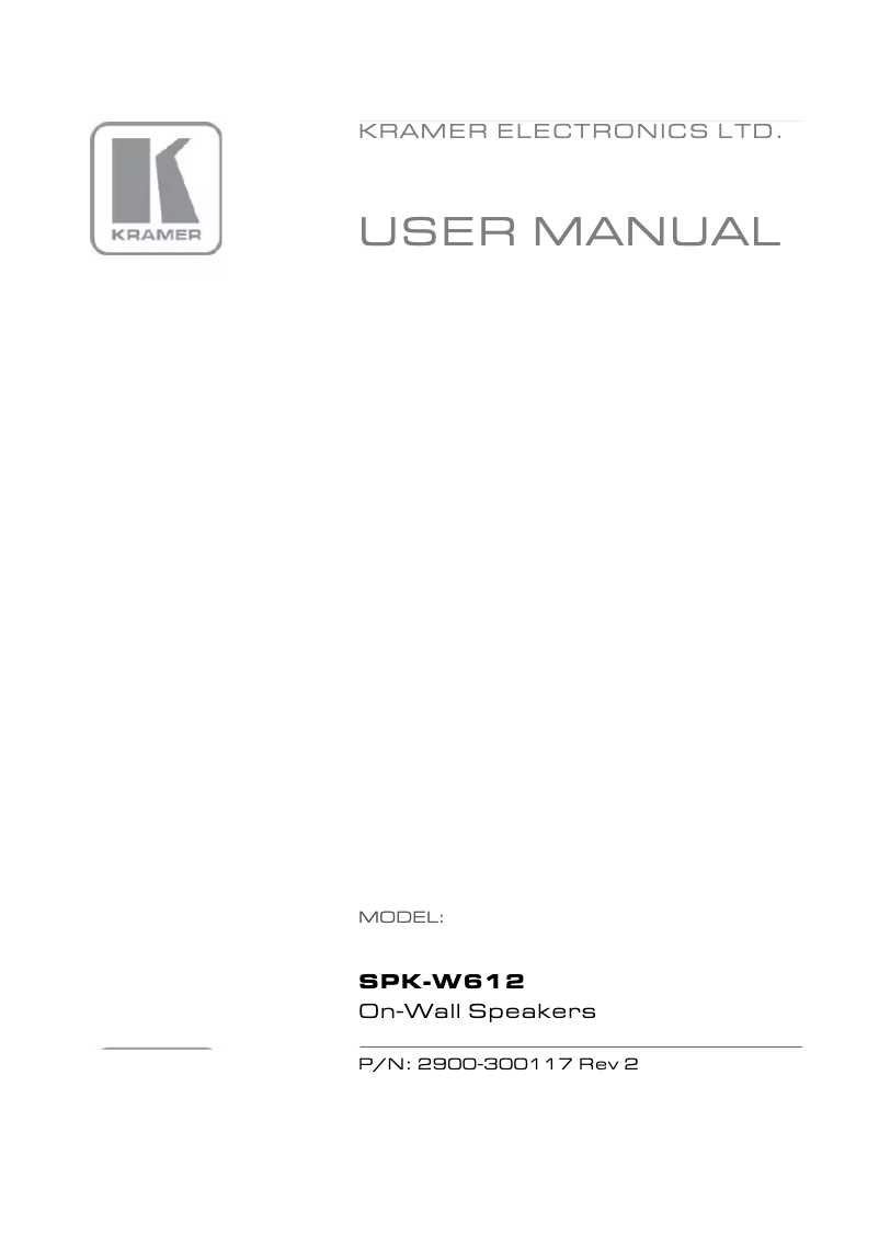 Page n°1 - Manuel utilisateur Kramer SPK-W612