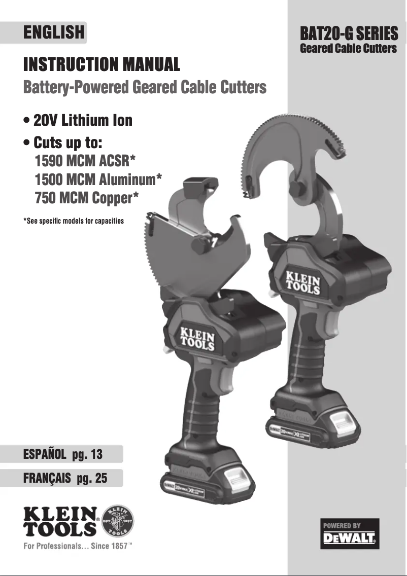 Page n°1 - Manuel utilisateur Klein Tools BAT20-G10