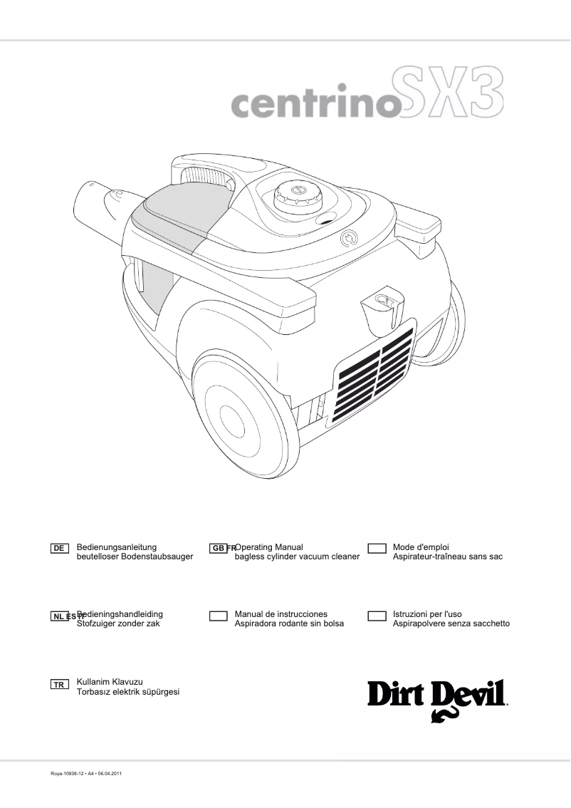 Page n°1 - Manuel utilisateur Dirt Devil Centrino SX 3