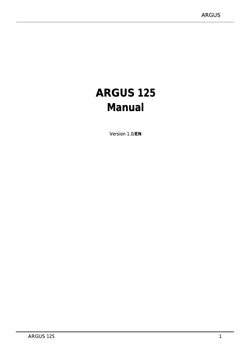 Página 1 del manual Manual de usuario Argus 125