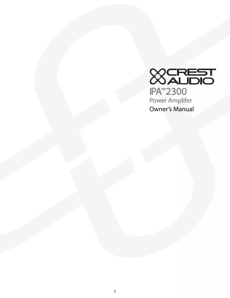 Page 1 de la notice Manuel utilisateur Crest Audio IPA 2300
