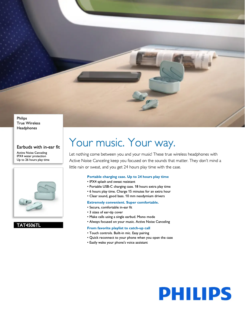 Page 1 of the manual Technical Sheet Philips TAT4506