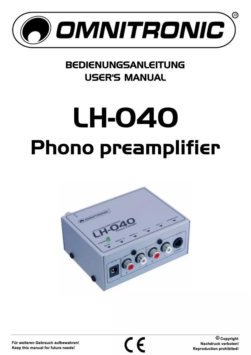 Page n°1 - Manuel utilisateur Omnitronic LH-040