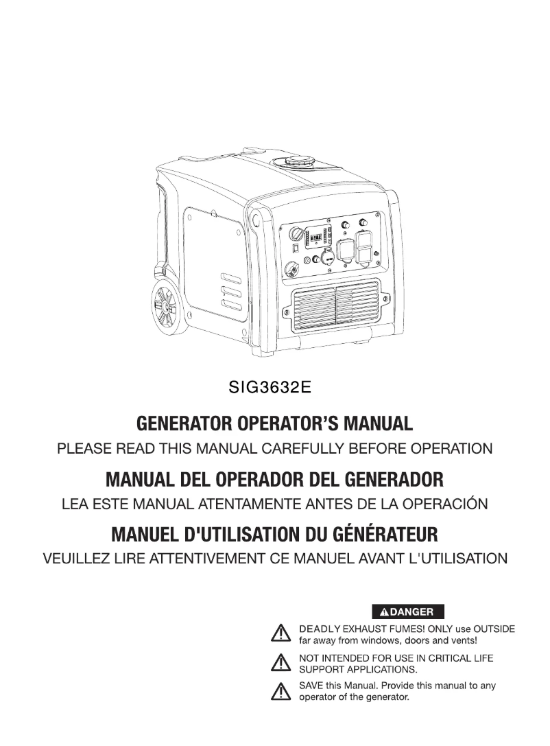 Page n°1 - Manuel utilisateur Simpson SIG3632E