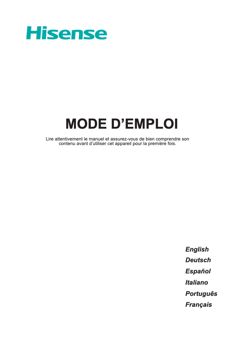 Page 1 de la notice Manuel utilisateur Hisense 49M2100S