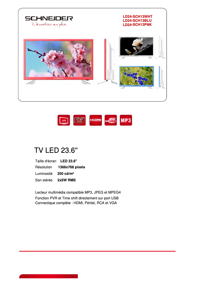 Image de la première page du manuel de l'appareil LD24-SCH13WHT