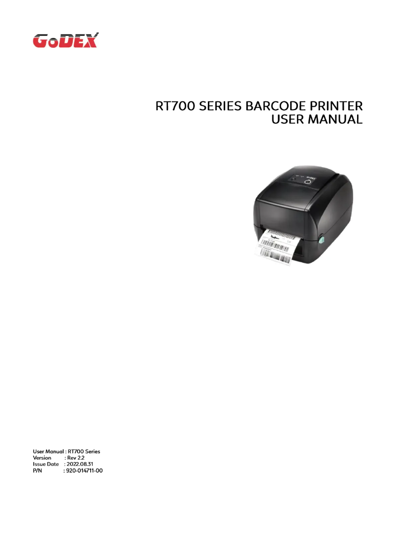 Page n°1 - Manuel utilisateur Godex RT730