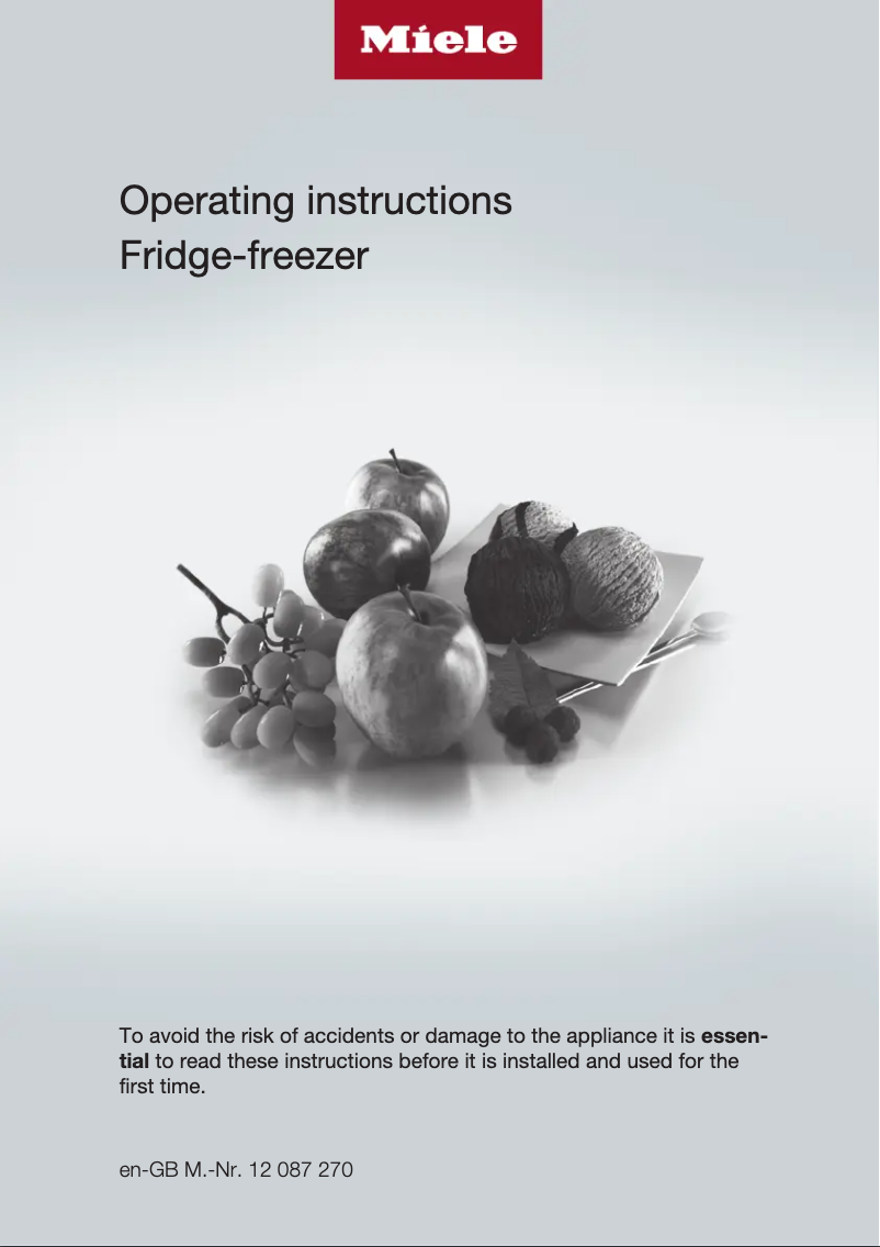 Page 1 de la notice Manuel utilisateur Miele KFN 4795 DD