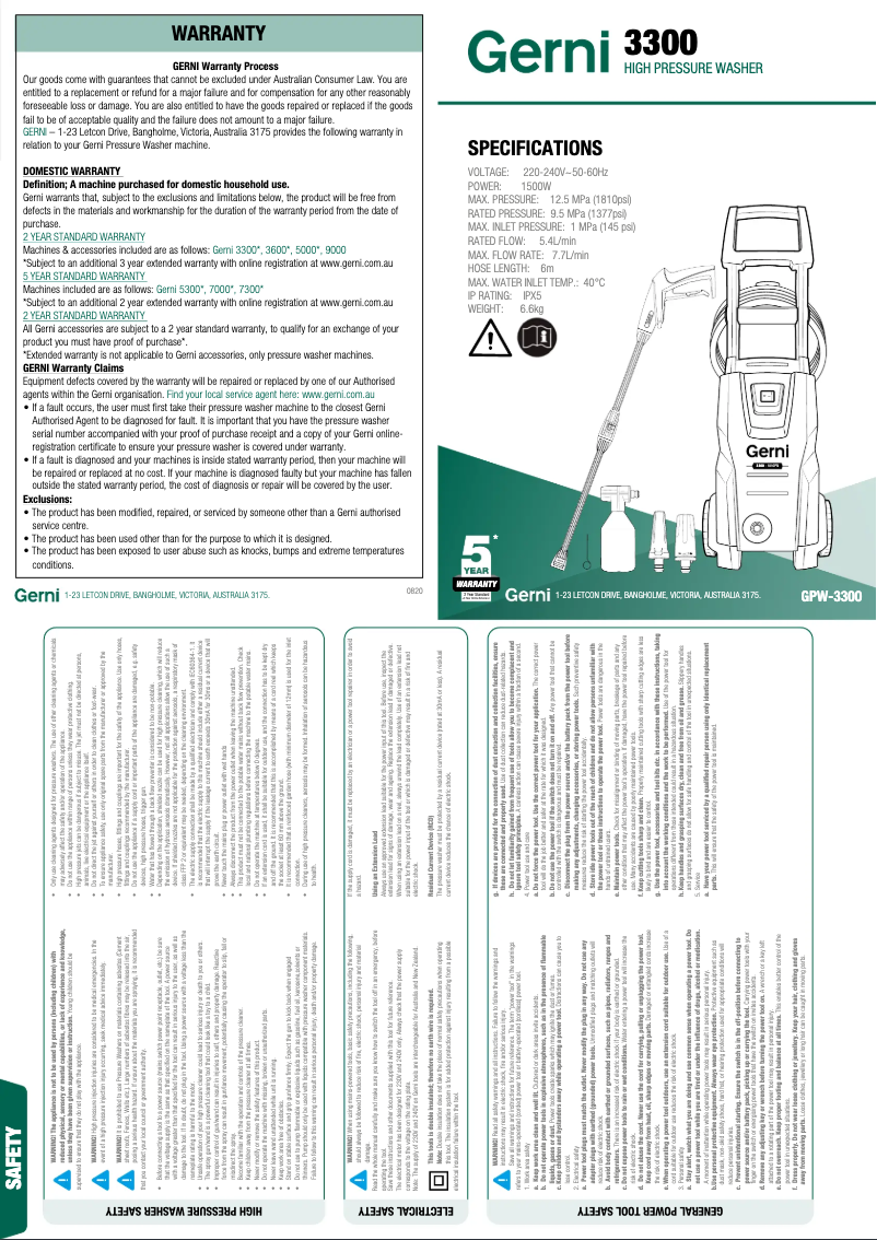 Image de la première page du manuel de l'appareil 3300