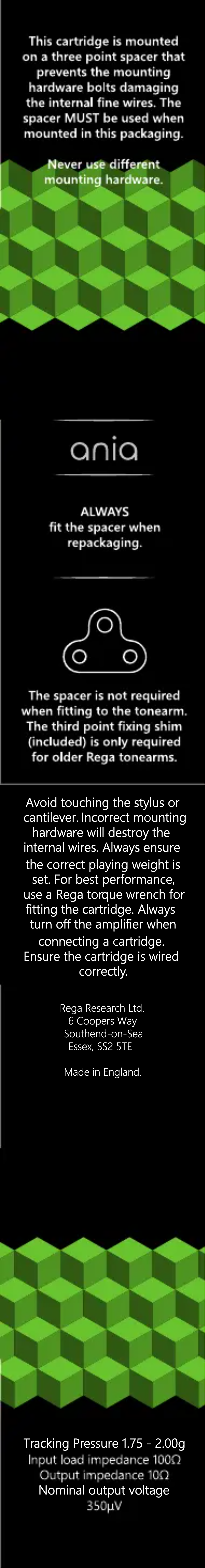 Page 1 de la notice Manuel utilisateur Rega Ania