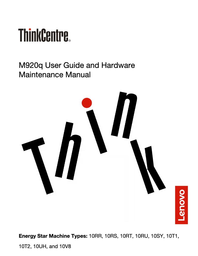 Imagen de la primera página del manual del dispositivo ThinkCentre M920q