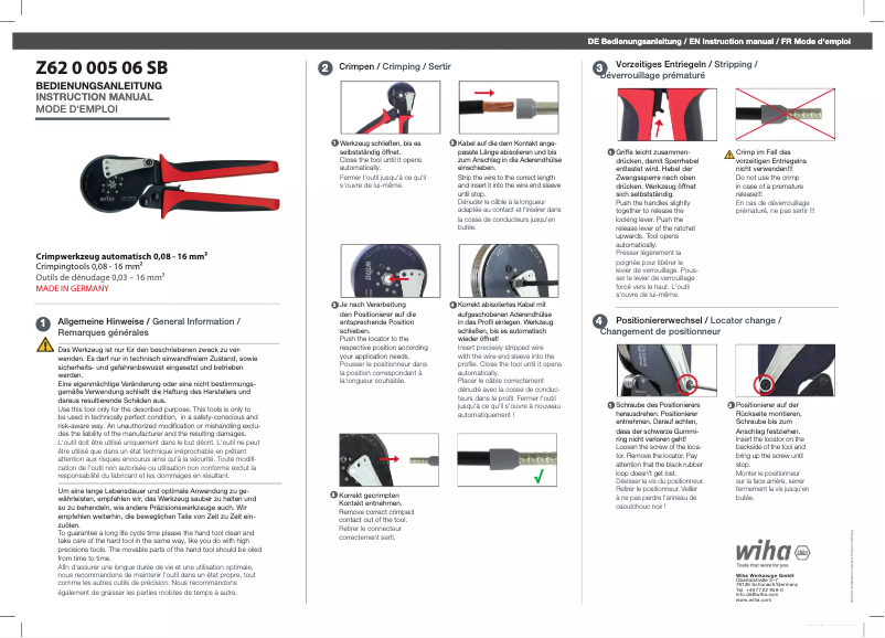 Page 1 de la notice Manuel utilisateur Wiha 41246