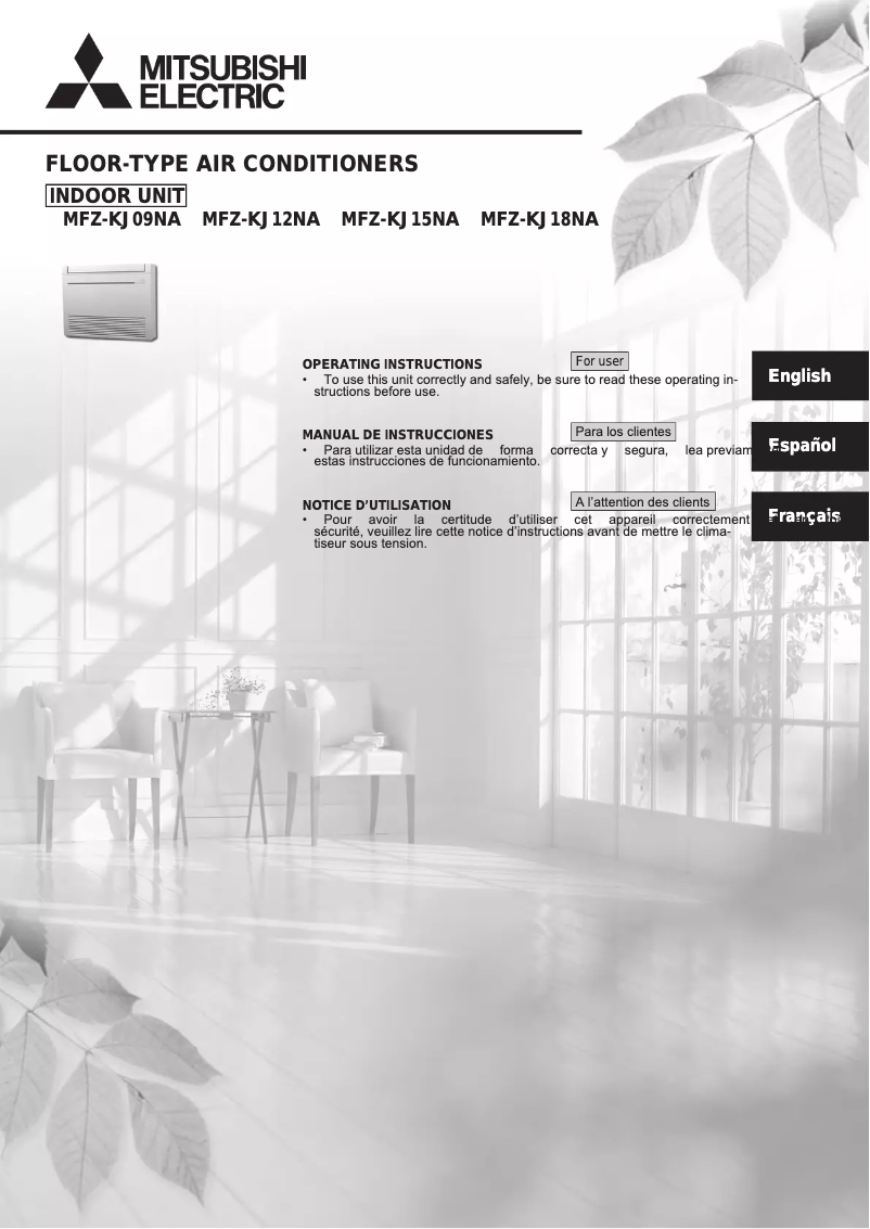 Image de la première page du manuel de l'appareil MFZ-KJ15NA-U1