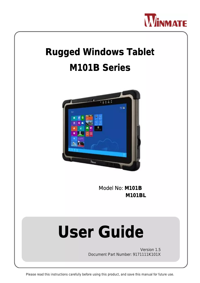Page n°1 - Manuel utilisateur Winmate M101B-BH