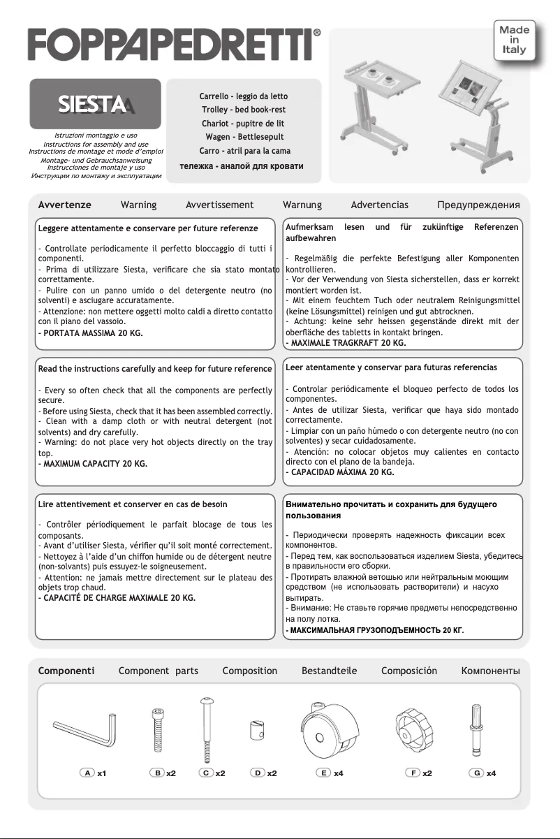Image de la première page du manuel de l'appareil Siesta