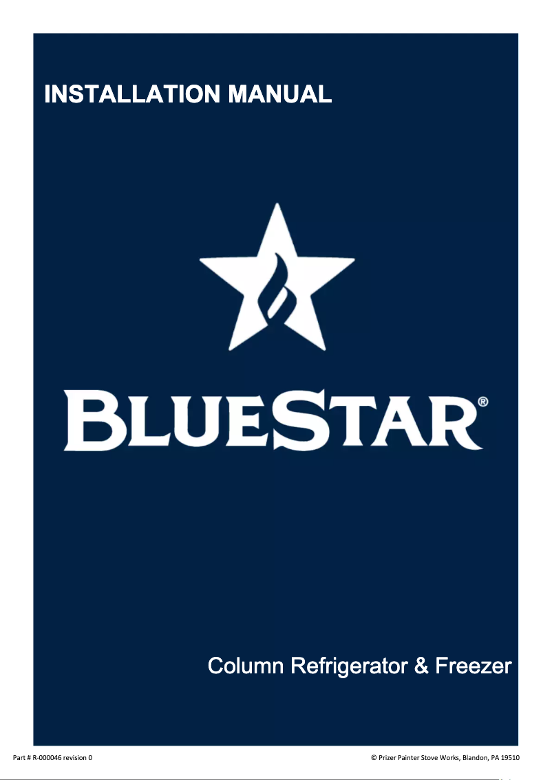 Página 1 del manual Guía de instalación BlueStar BIFP30R0