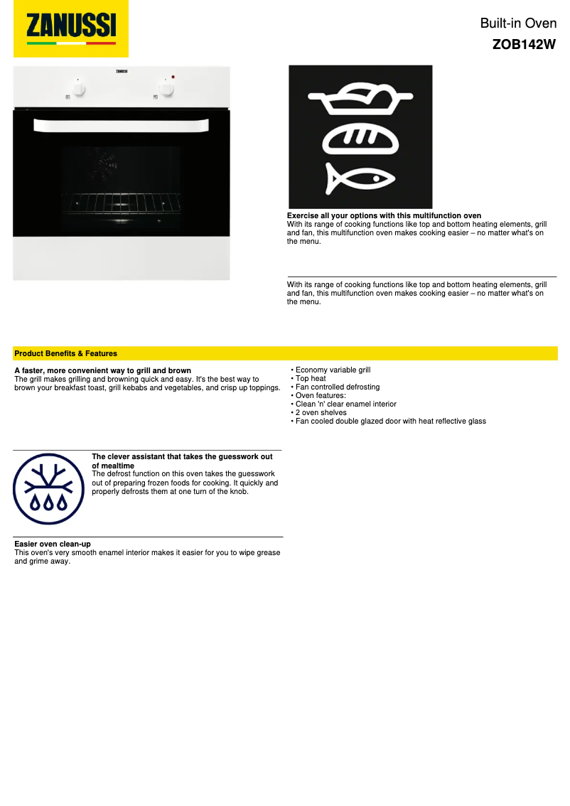 Image de la première page du manuel de l'appareil ZOB142W