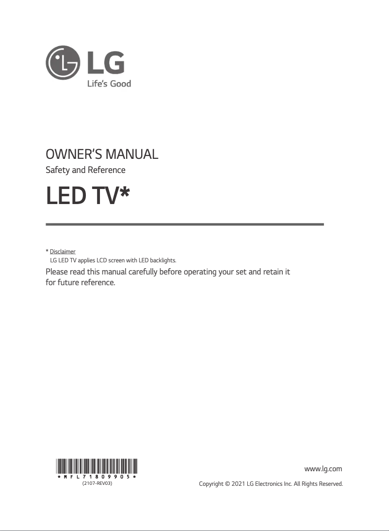 Page 1 de la notice Manuel utilisateur LG 75UR640S0GD
