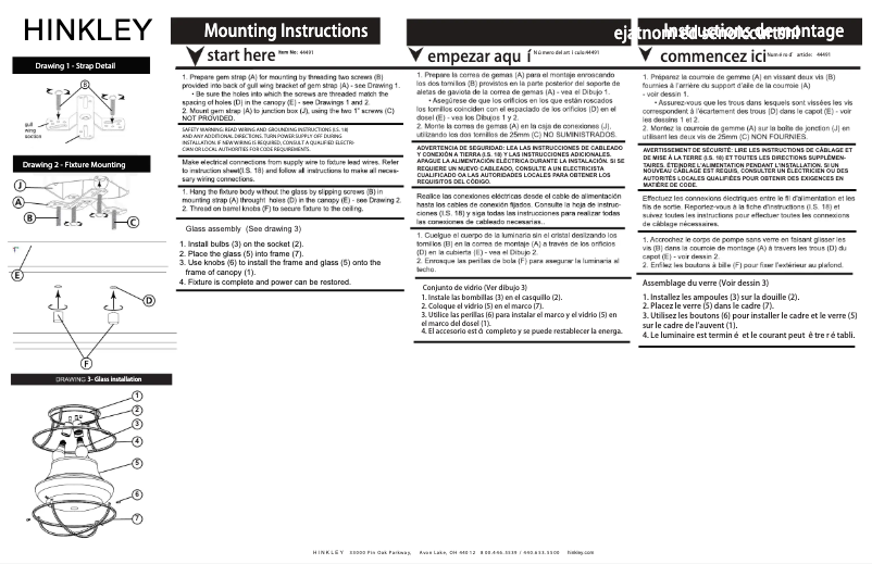 Page n°1 - Manuel utilisateur Hinkley Lighting Saddler 44491BK