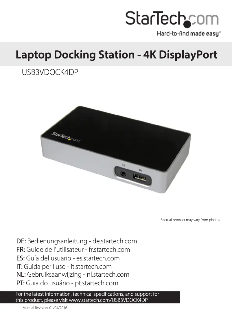 Page n°1 - Manuel utilisateur StarTech.com USB3VDOCK4DP
