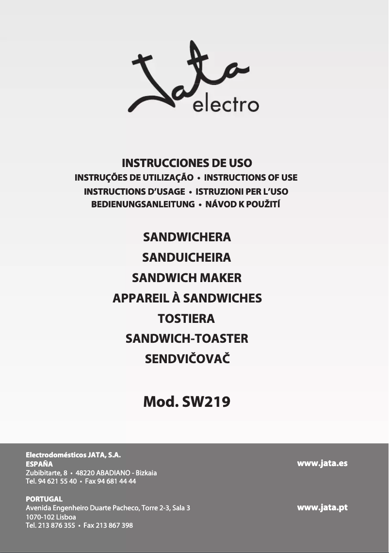 Image de la première page du manuel de l'appareil SW219