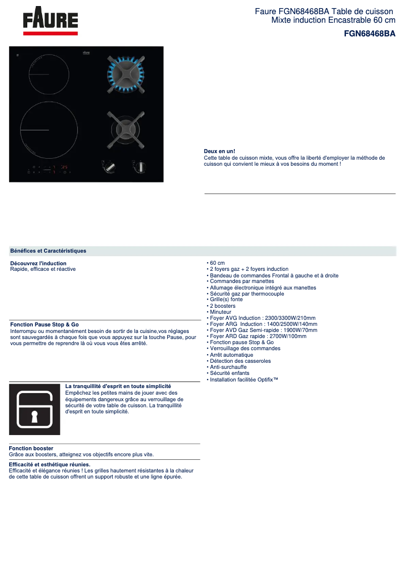 Page n°1 - Fiche technique Faure FGN68468BA