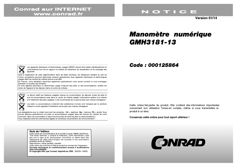 Page n°1 - Manuel utilisateur Greisinger GMH 3181-13