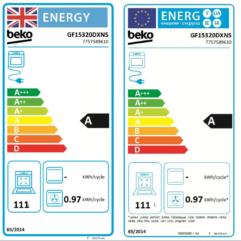 Page 1 de la notice Manuel utilisateur Beko GF15320DXNS