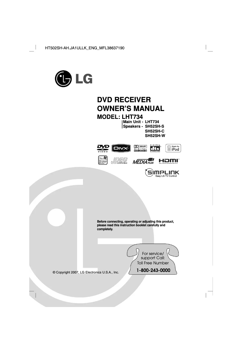 Página 1 del manual Manual de usuario LG LHT734