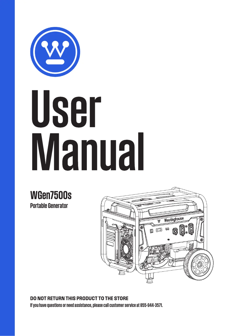 Page n°1 - Manuel utilisateur Westinghouse WGen7500s