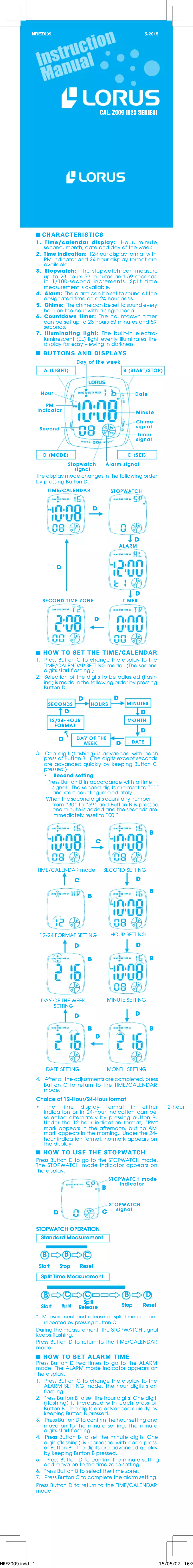 Image de la première page du manuel de l'appareil Sports R2307LX9