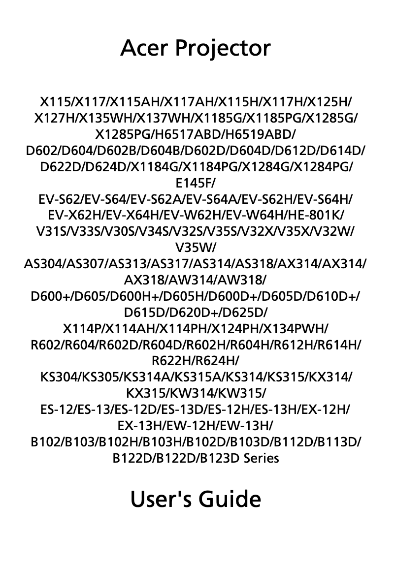 Page 1 de la notice Manuel utilisateur Acer X1285PG