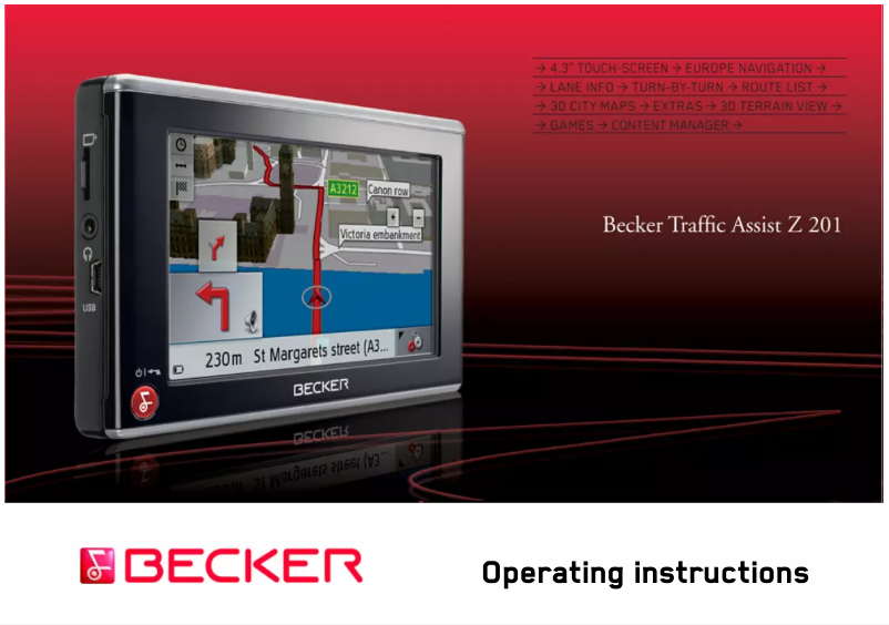 Page n°1 - Manuel utilisateur Becker Traffic Assist z 201