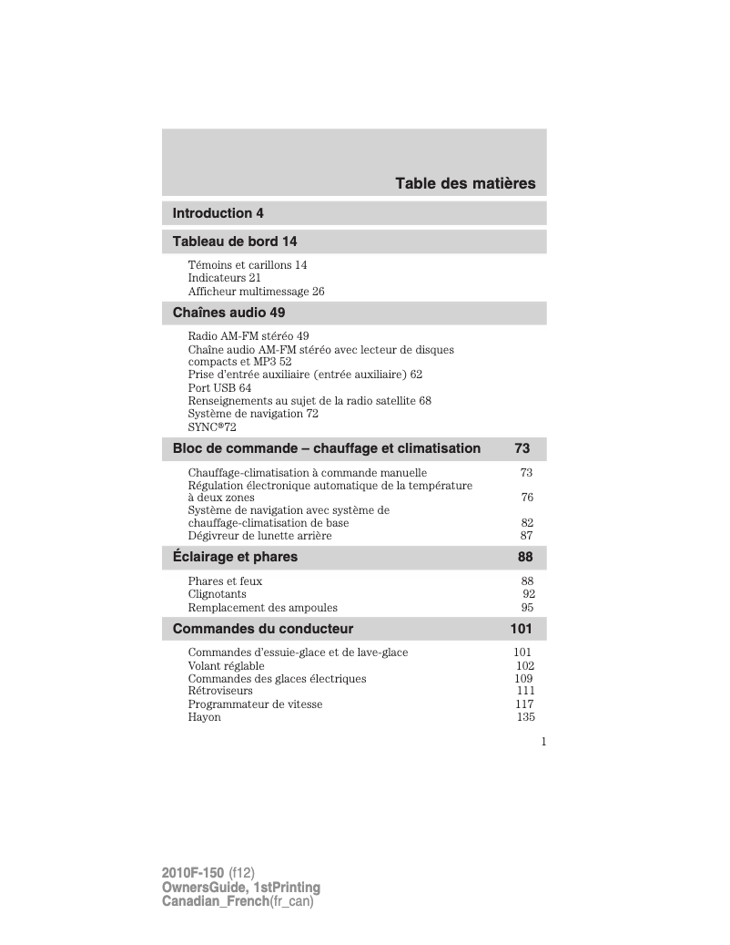 Página 1 del manual Manual de usuario Ford F-150 (2010)
