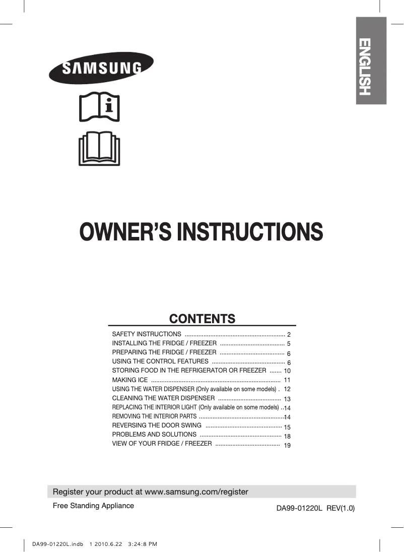 Page n°1 - Manuel utilisateur Samsung RL44WCPS