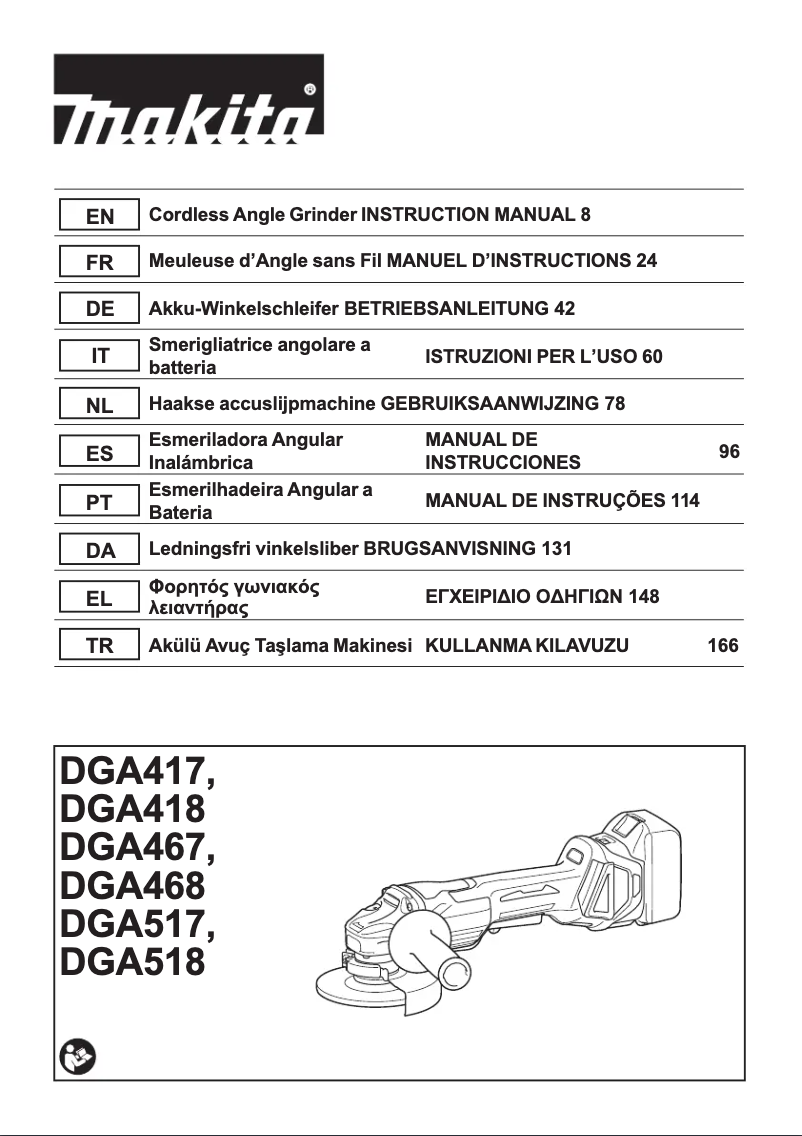 Page 1 de la notice Manuel utilisateur Makita DGA517Z
