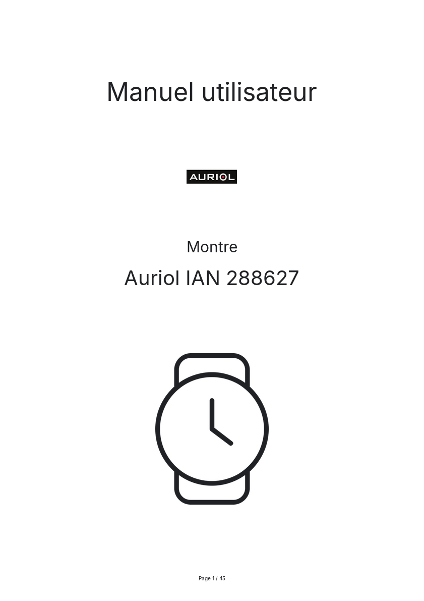 Page n°1 - Manuel utilisateur Auriol IAN 288627