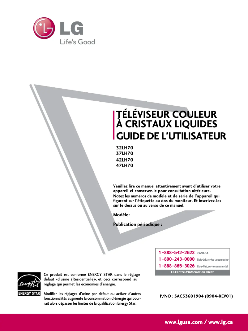 Page n°1 - Manuel utilisateur LG 32LH70