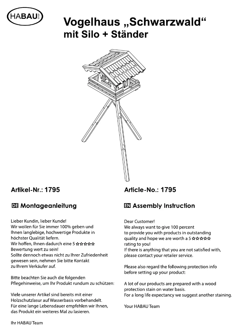 Page 1 de la notice Manuel utilisateur HABAU Schwarzwald