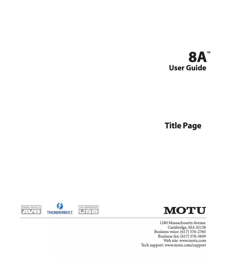 Página 1 del manual Manual de usuario Motu 8A