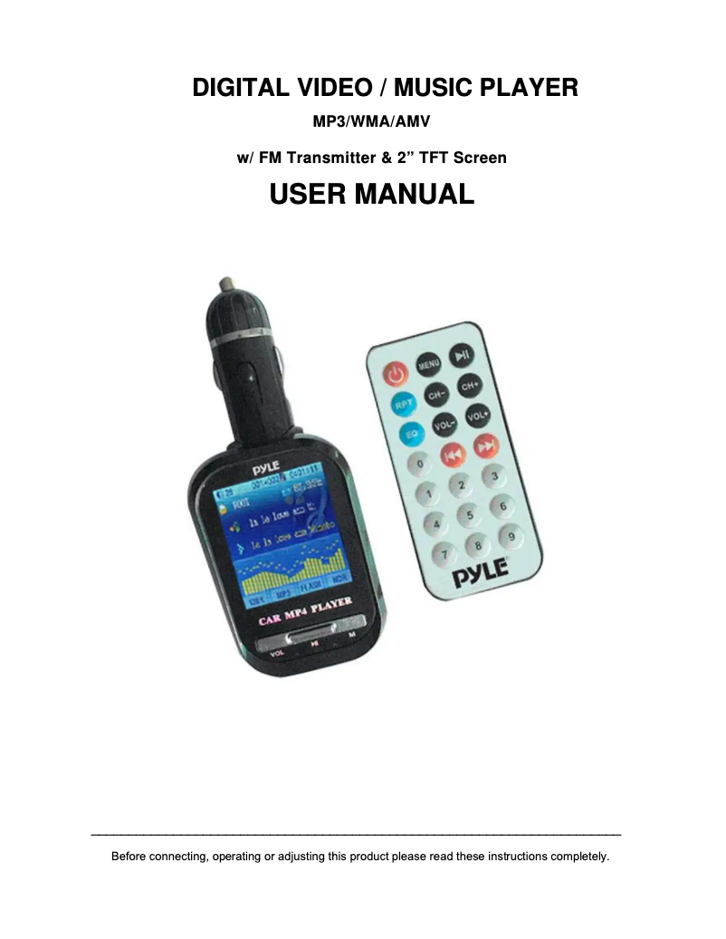 Page n°1 - Manuel utilisateur Pyle PLMP4C4