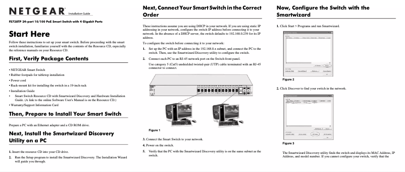 Page 1 de la notice Guide d'installation Netgear ProSafe FS728TPv1