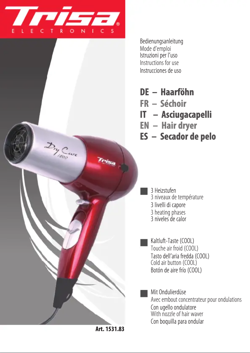 Page 1 de la notice Manuel utilisateur Trisa Dry Care