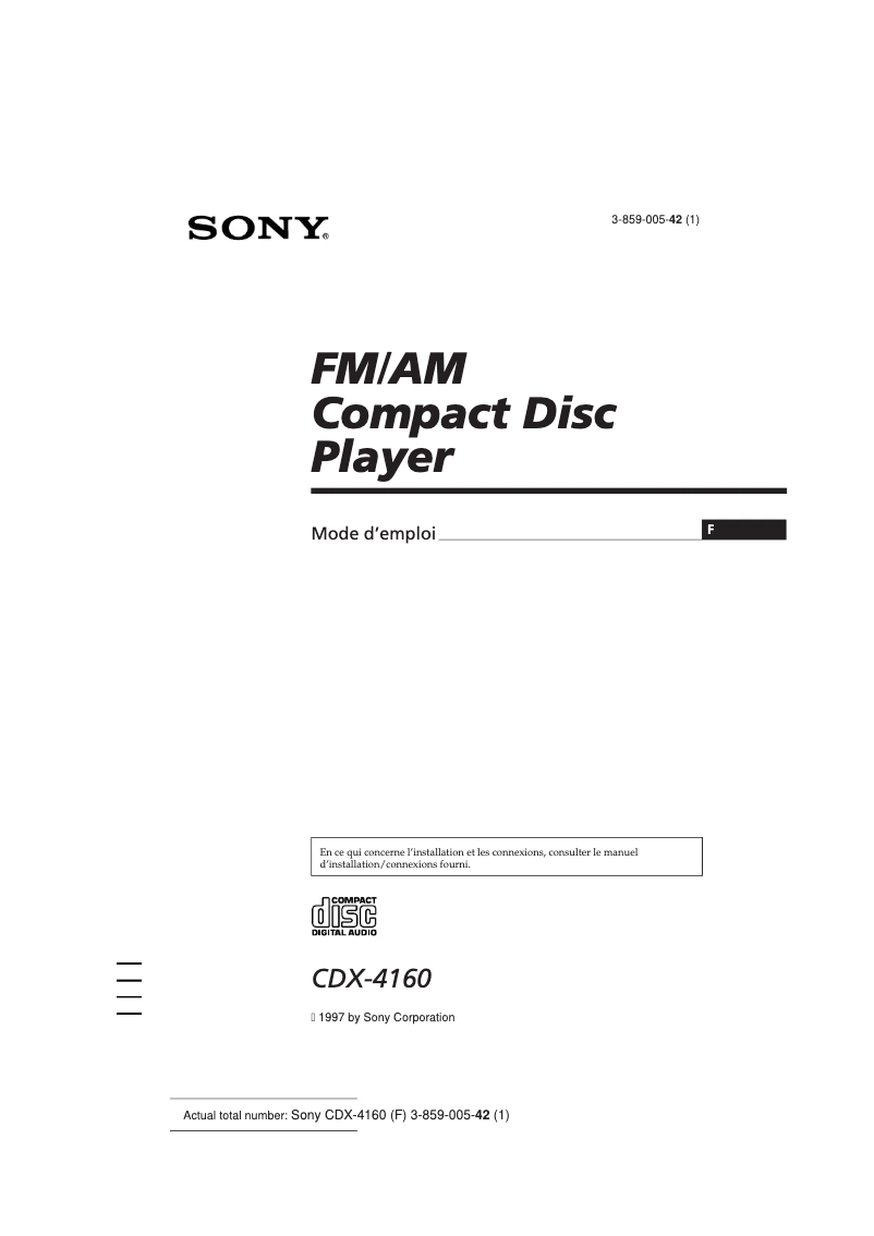 Image de la première page du manuel de l'appareil CDX-4160