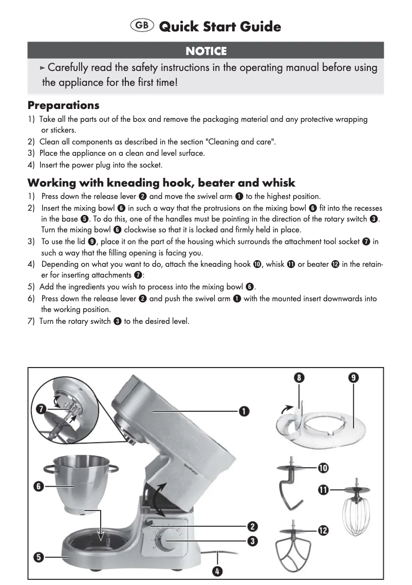 Page n°1 - Manuel utilisateur SilverCrest SKV 1200 B2