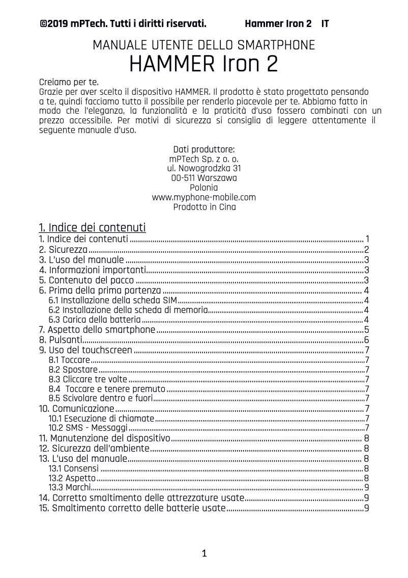 Page 1 de la notice Manuel utilisateur Hammer Iron 2